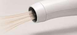 Warm low-humidity airflow from the nozzle.